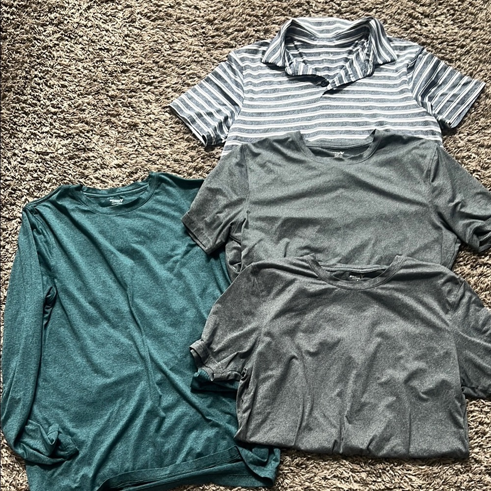 3-Men’s Striped and Solid Teal & Gray Shirts
